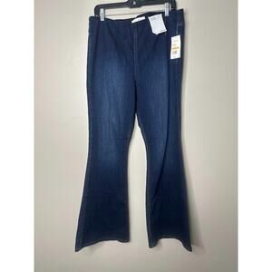 Ella Moss Pull On Flare Jeans Womens Size 33 Body Sculpt Dark Wash High Rise
